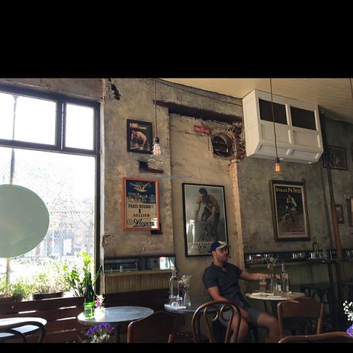 vintage posters of famous bicycle racers  at Bar Velo in Brooklyn