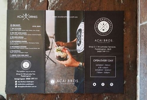 menu 1 at Acai Brothers in Paddington