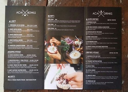 menu 2 at Acai Brothers in Paddington