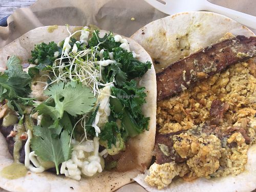 Avocado Real and tofu scramble w/ tempeh bacon.  at The Vegan Nom - E Cesar Chavez  in Austin