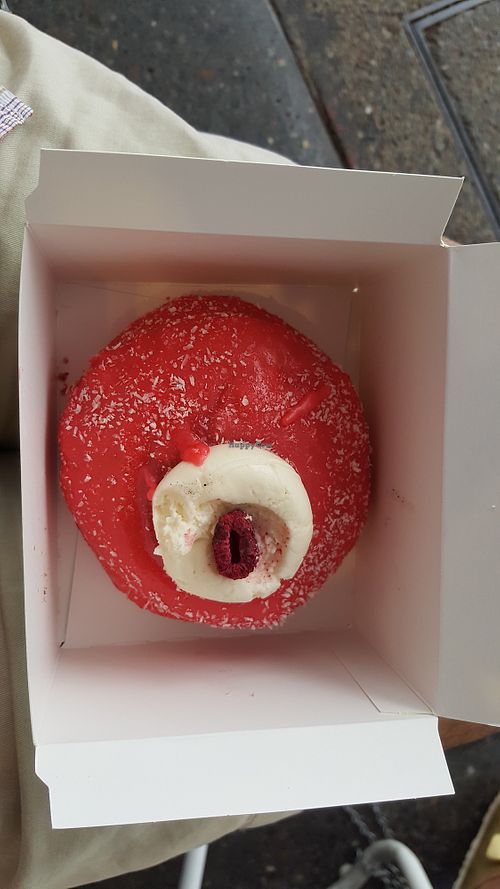 Raspberry donut at Doughnut Time - Albert St in Brisbane