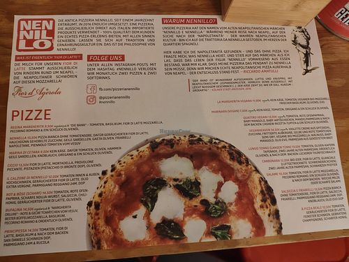 Menu at Antica Pizzeria Nennillo in Cologne