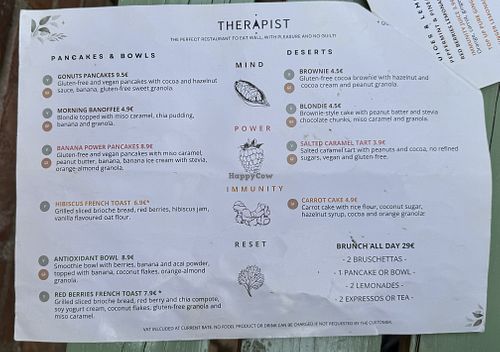 Menu. With  “V”  are vegan options  at The Therapist - LxFactory in Lisbon