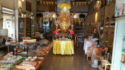 inside alter at Vegetarian Food Ratsamitham Foundation in Chiang Mai