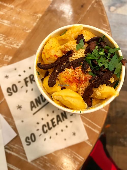 Mac + cheese with shiitake bacon at Beatnic - Soho in New York City