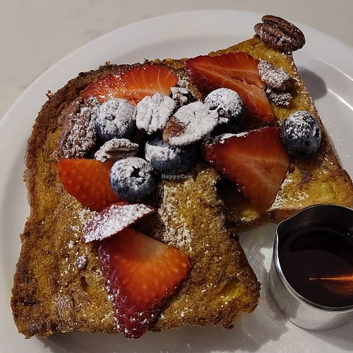 Vegan French toast at Moose Coffee in Manchester