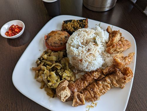 Rice meal at Bo De Tam Nha Hang Chay in Cabramatta