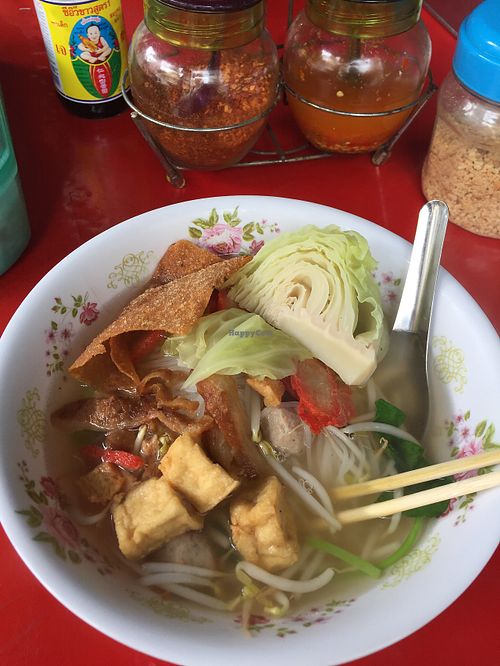 vegan noodle soup at Pan Road - Vegan Food Cart in Bangkok