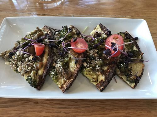 Broccoli Mushroom Pizza at Living Kitchen in Chapel Hill