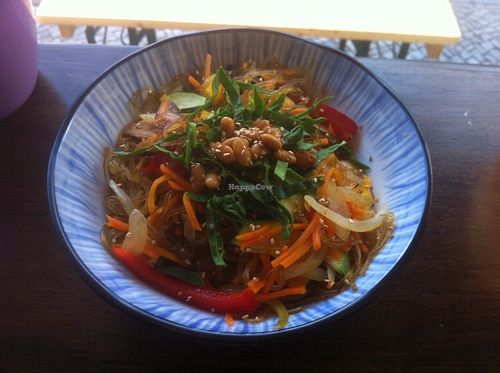 Sweet potato noodles with veggies and shiitake at Bada in Berlin