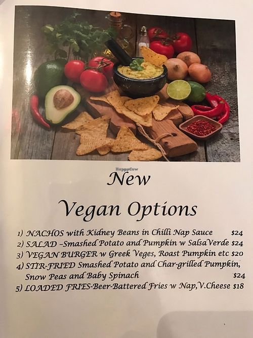 Vegan Menu at Adagio's Restaurant in Georges Hall