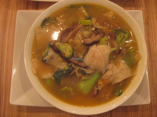 Vegan noodle soup at AMA Tibetan restaurant in Prague