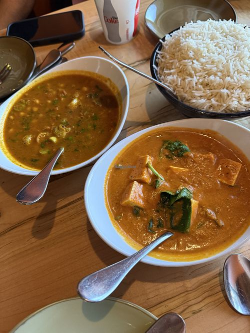 Chana masala and tofu palak  at Zaika Indian Cuisine in Broomfield