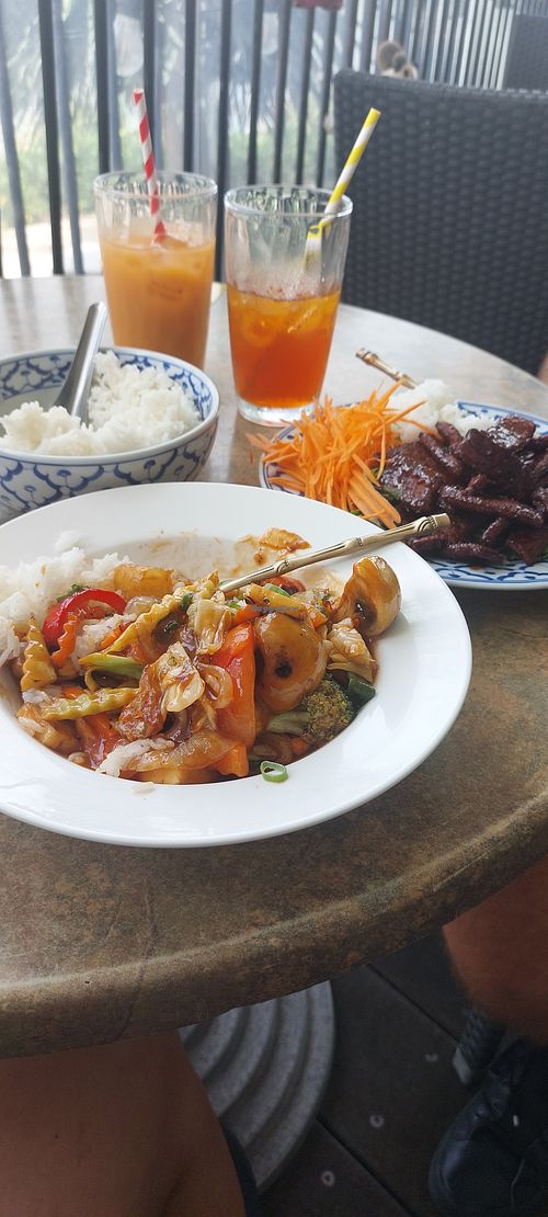 Sweet n Sour Tofu n Vege, and Coconut sticky rice at Siam Purity in Broadbeach