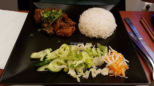 Caramel 'pork' and rice at La Palanche d'Aulac in Paris