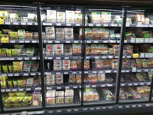 fridge section vegan substitutes at natureO in Chanteloup-en-brie