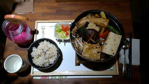 delicious hot pot. warning! this is more than enough for 2 people at PureFood in Taipei