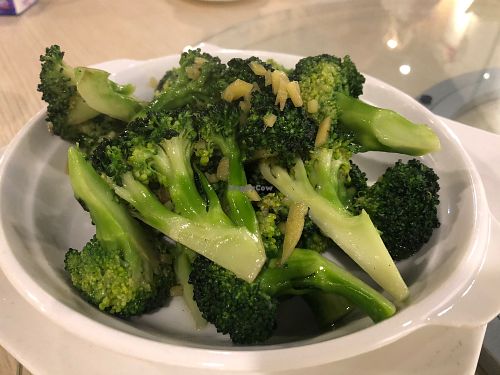 Brocoli fried with ginger at Family Vegetarian in New Territories