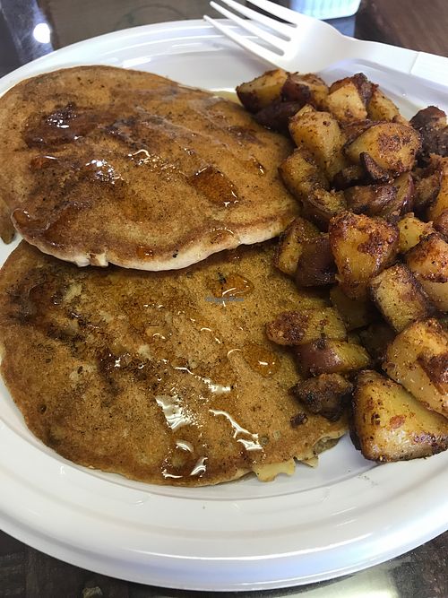 sweet potato pancakes and home fries at Wet My Whistle in Marietta