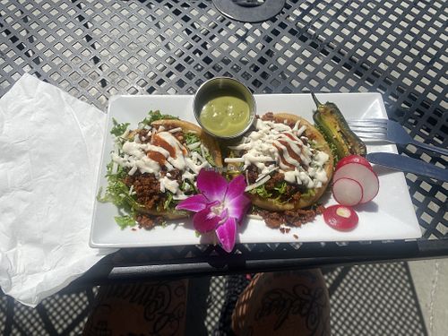Los Sopes ALL Vegan and Super Tasty! 😋   at The Grain Cafe in Long Beach