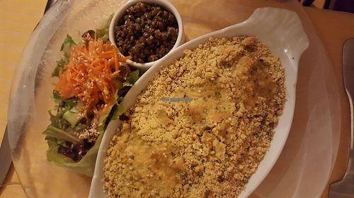 almond milk potato tartiflette at Hotel de l'Europe in Le Monetier-les-bains