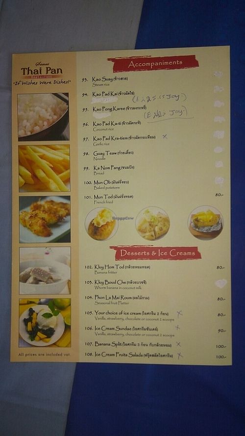 Menu at Vegetarian Time in Koh Samui