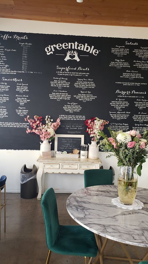 Wall menu at Green Table Cafe in Los Angeles