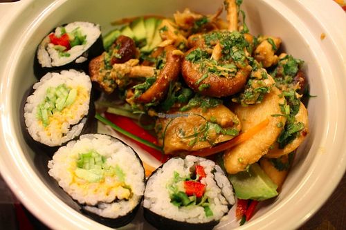 Vegan, gluten free sushi. The carrot salmon was amazing! at Cool Beans Kitchen in Leeds