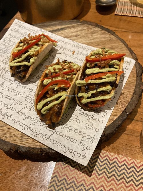 Tacos with black beans small dish, average a bit too salty  at Burma Burma in Gurgaon