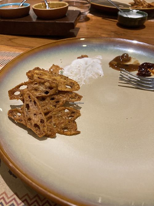 Lotus root crisps   at Burma Burma in Gurgaon