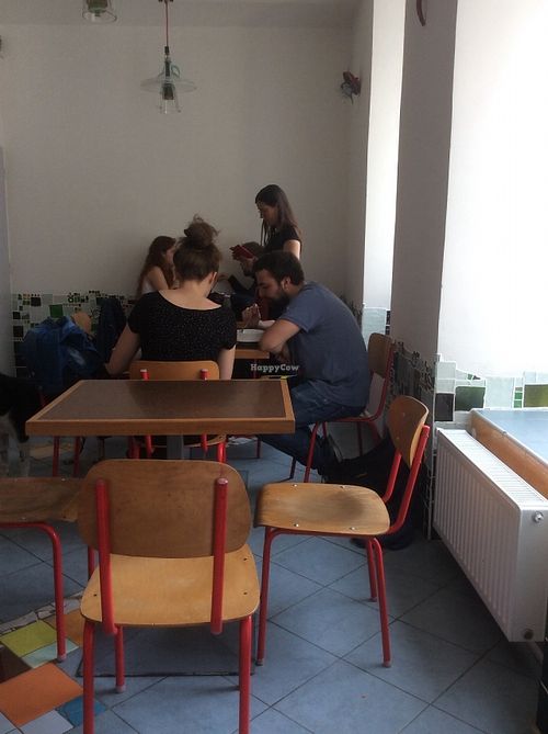 Inside jidelna is "cosy" as the estate agents say, but they will be adding outdoor tables and chairs soon. at Kuchařky bez Domova in Prague