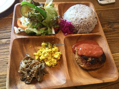 Soy Burger Plate at Umi Cafe in Tokyo