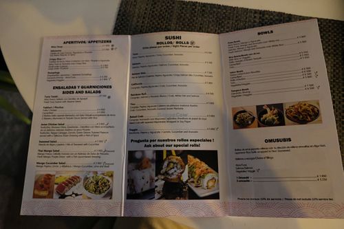 Menu at Sunrice in Quepos