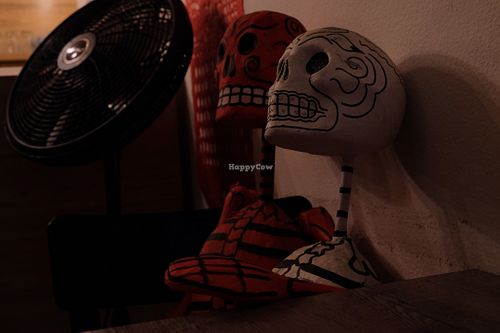 Dia de los Muertos decorations at La Matatena Pizzeria in Oaxaca