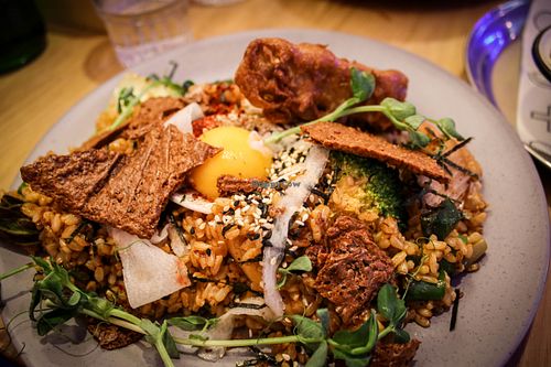 kimchi rice bowl at Veg Bar in North Hobart