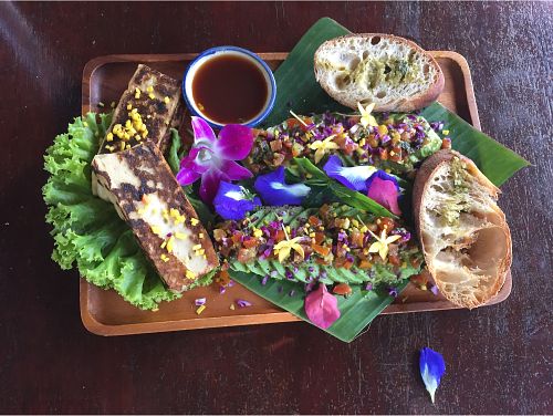 Tofu with avocado carpaccio, tamarind sauce and garlic bread  at Be Cosy Rest formerly Blue Lagoon - Maybe closed in Koh Chang