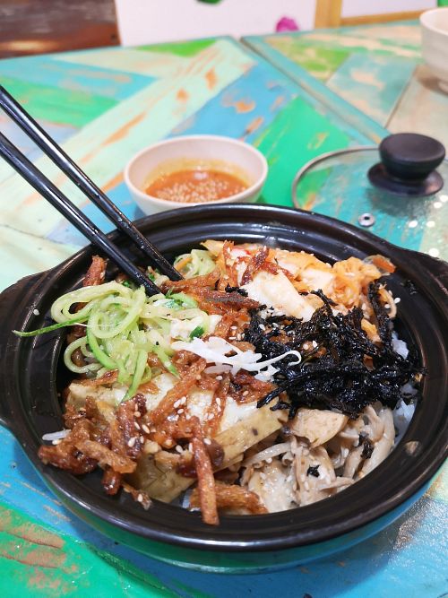 Korean rice pot with mozzarella at Ans Vegetarian Cuisine  in Da Nang