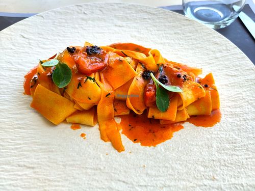 Pasta at Aroma Avlis in Santorini