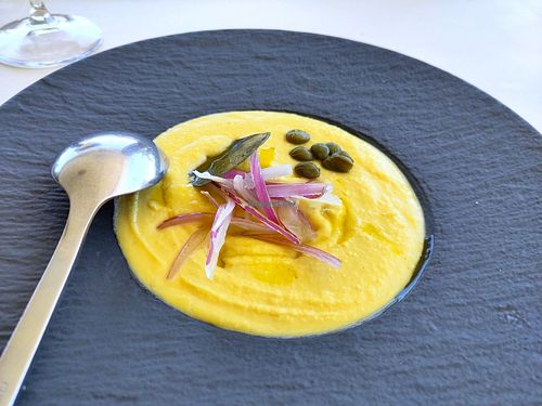 Fava cream at Aroma Avlis in Santorini