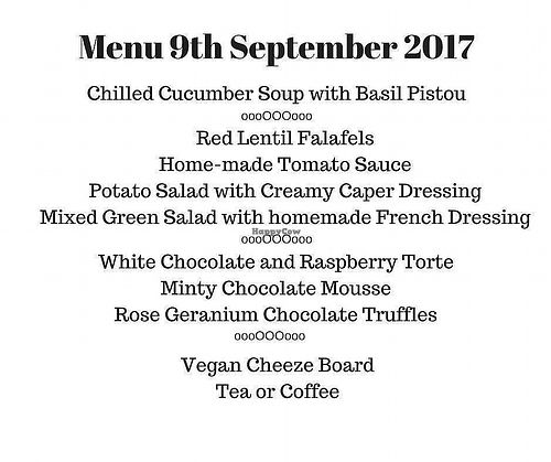 Example of menu. at Green & Vegan - Pop-Up in Cape Town
