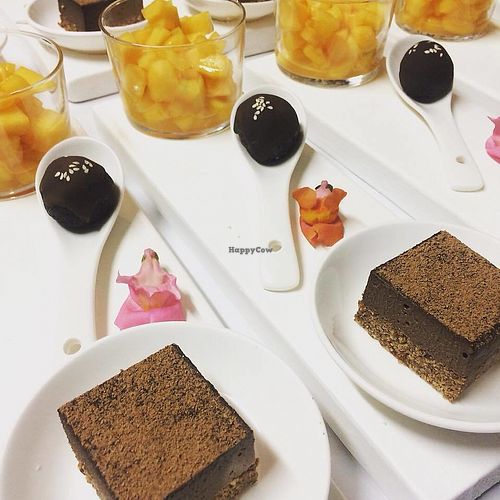 Trio of Desserts.
Rose infused Melon
Raw Chia, Cacao and Walnut Truffle
Chocolate Mocha Torte at Green & Vegan - Pop-Up in Cape Town