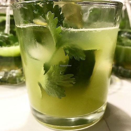 Coriander Cucumber Welcome Drink at Green & Vegan - Pop-Up in Cape Town