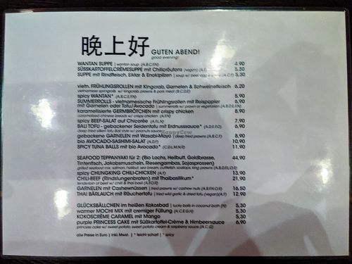 Page of menu showing vegan items at Shanghai Tan at Shanghai Tan in Vienna