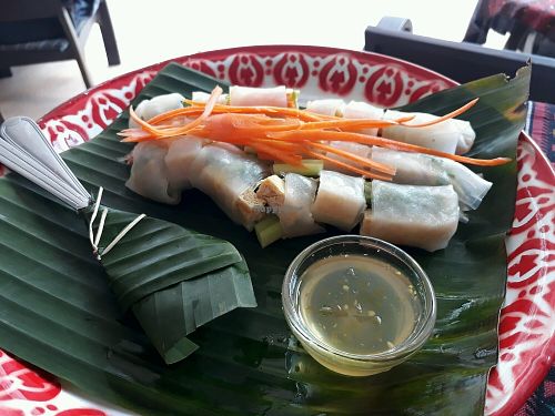 Tofu raw spring rolls at Sa Bai Jai in Chiang Rai