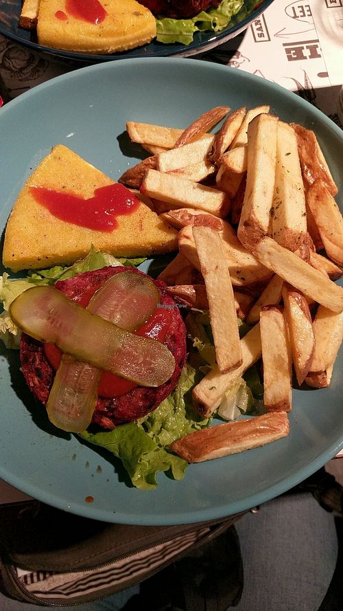 Beet burger with polenta at Marta's Veggie Fusion in Split