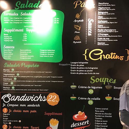 wall menu at Vert Midi in Marrakech