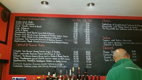 The menu board at Pastaus in Valletta