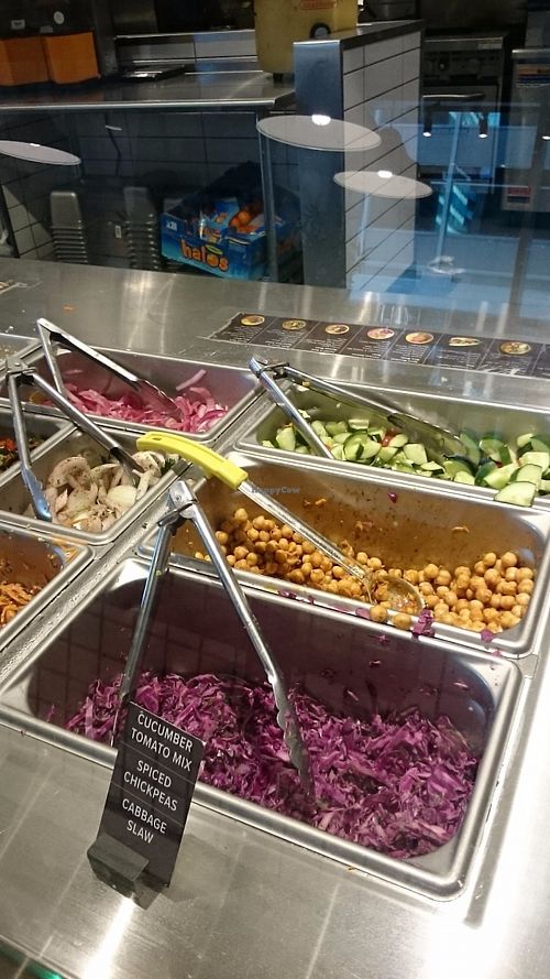 Vegan section of the salad bar at Noon Mediterranean in Philadelphia