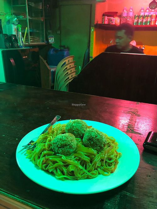 Spicy Tomato Ramen with Chickpea Balls (not on menu) at Seed Dreams in El Nido