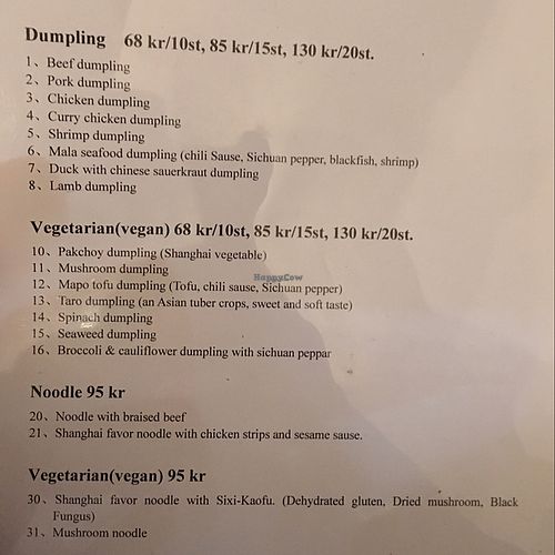 menu  at 58 Dim Sum in Stockholm